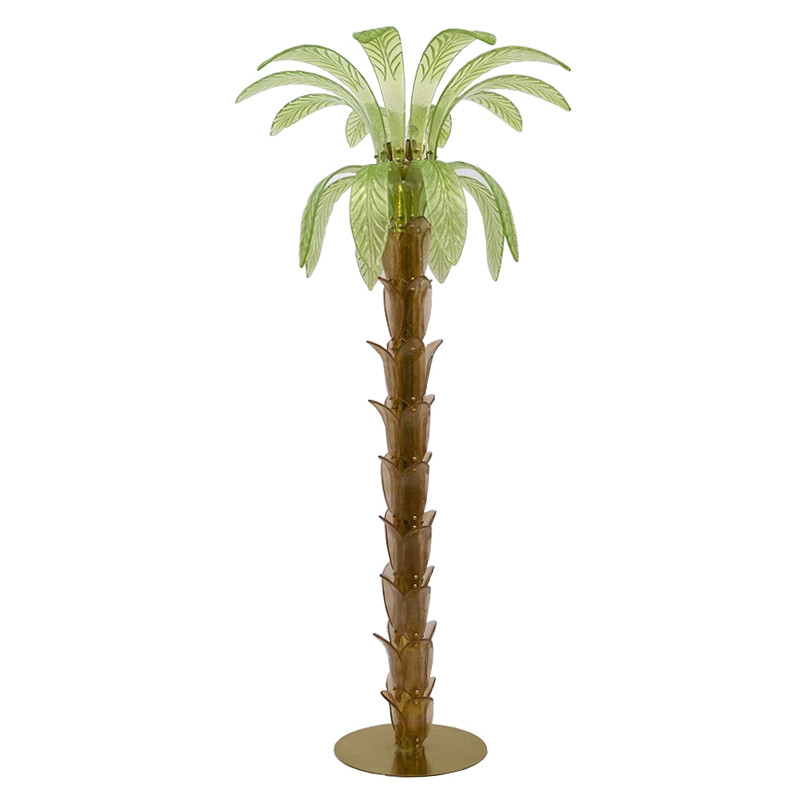 Дизайнерская Торшер Пальма из Стекла Модерн ХХ века Pair Of Murano Glass And Brass Palm Tree Floor Lamp