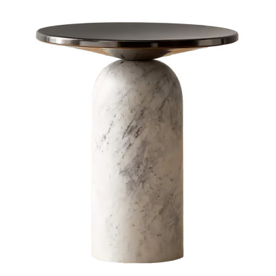 Дизайнерский журнальный стол с чёрной круглой столешницей Visanyp