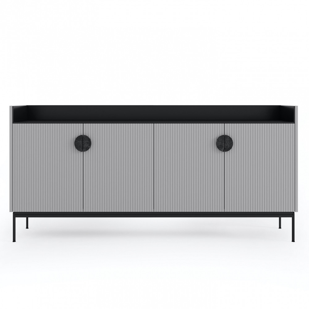 Дизайнерский комод светло-серый с фактурным фасадом UNO