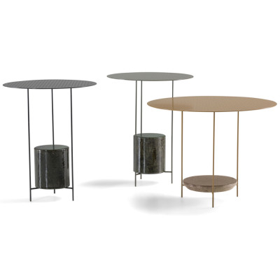 Дизайнерский круглый кофейный стол из металла с мраморным декором PANNA COTTA Coffee Table