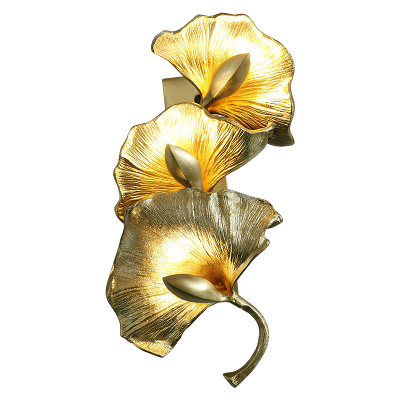 Дизайнерский настенный светильник Листья Гинкго Golden Ginkgo Leaves