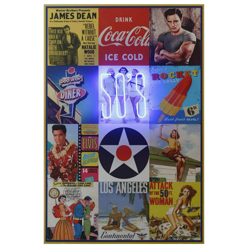 Дизайнерский Неоновый Постер Ретро Фото The Fifties