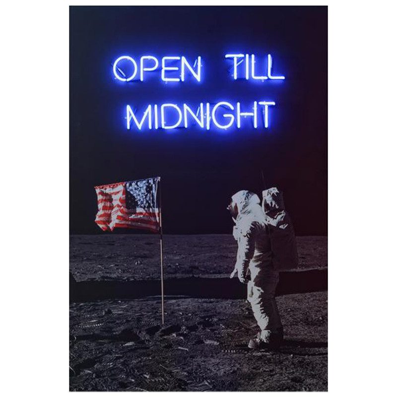 Дизайнерский Постер Неоновый светящийся Moon Landing
