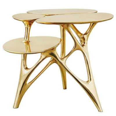 Дизайнерский приставной столик Lotus Small Side Table or End Table Brass by Zhipeng Tan