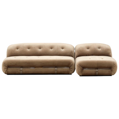 Дизайнерский угловой диван с велюровой светло-коричневой обивкой Fosse Sofa