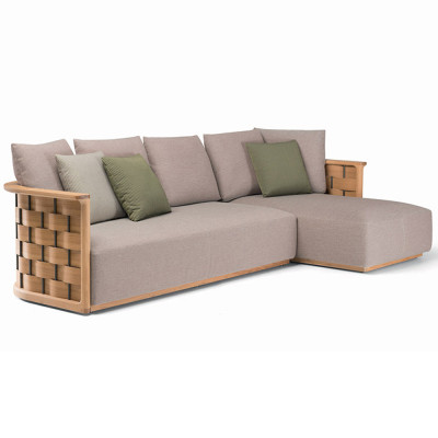 Дизайнерский уличный диван из массива дерева с плетеной спинкой PALINFRASCA Sofa