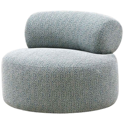 Дизайнерское круглое мягкое кресло в голубой пестрой обивке Roux Round Armchair
