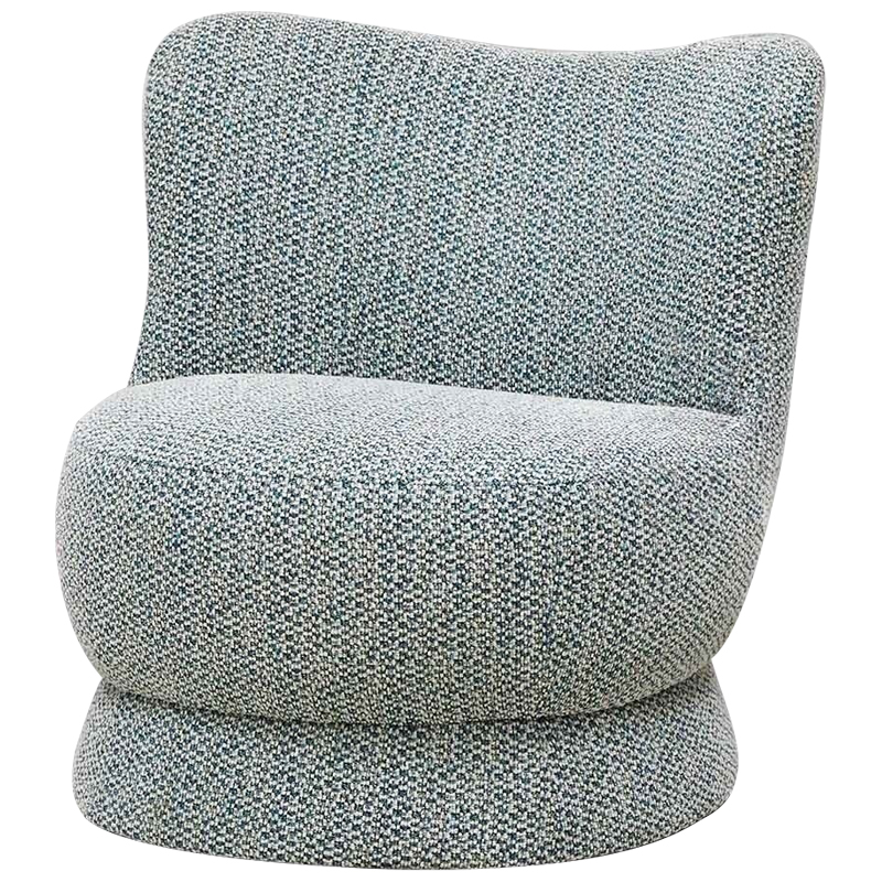 Дизайнерское мягкое кресло без подлокотников в голубой пестрой обивке Roux Armchair