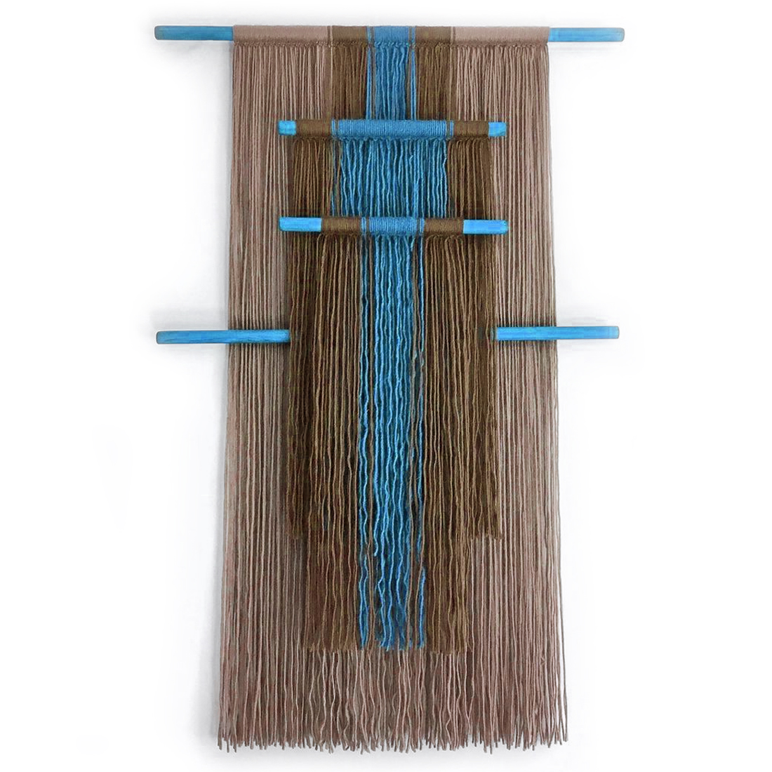 Дизайнерское Панно Макраме из хлопковых нитей Japan Wall Panel Blue