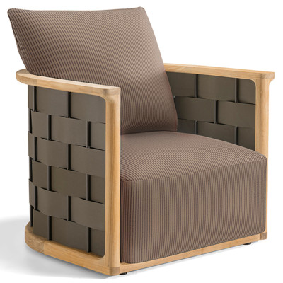 Дизайнерское уличное кресло из массива дерева с плетеной спинкой PALINFRASCA Armchair