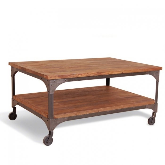 Журнальный стол Industrial Metal Rust Coffee Table on Wheels