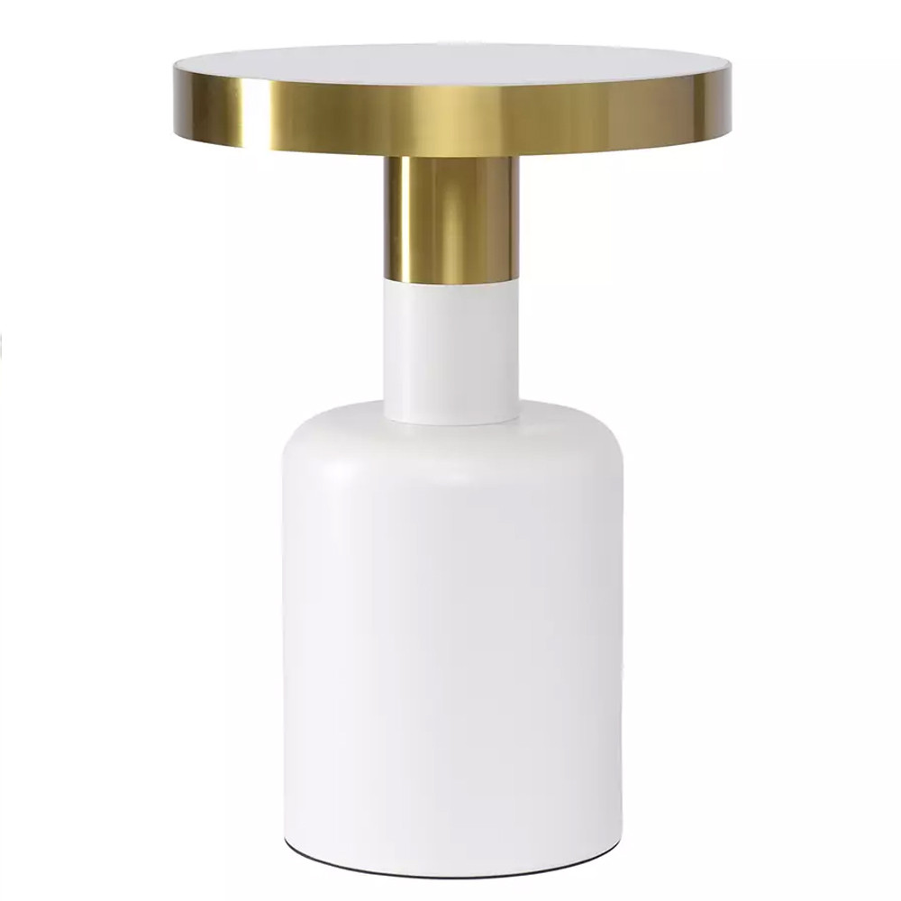 Журнальный столик круглый в сочетании белого и золотого цвета Center Room