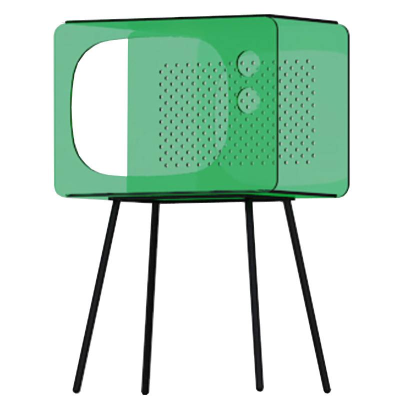 Зеленая тумбочка в виде телевизора из акрила Green Acrylic Television Nightstand