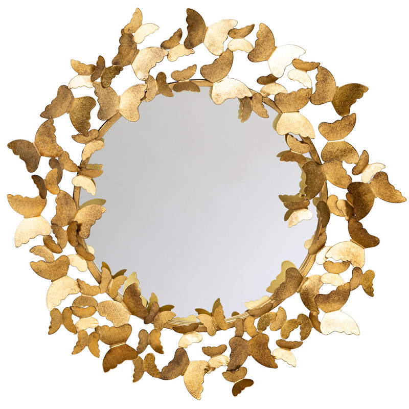 Зеркало Butterflies Circle Gold Mirror
