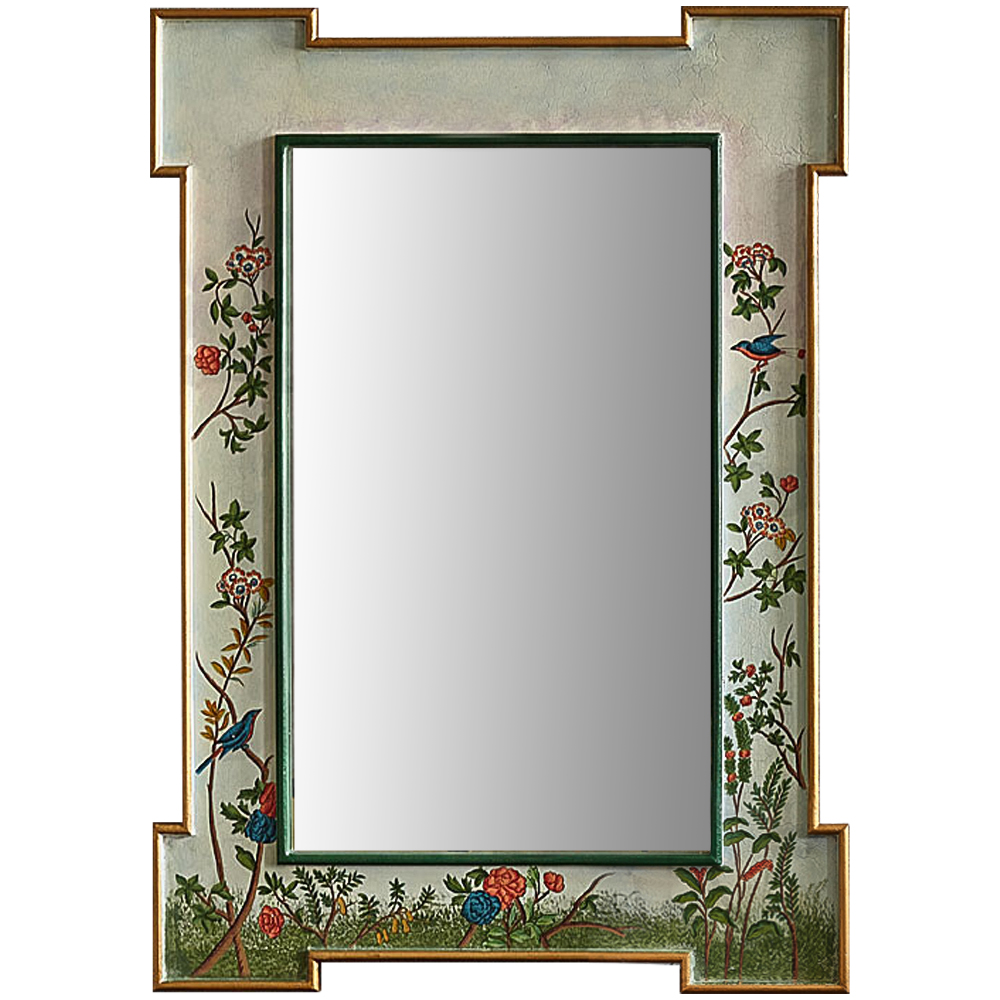 Зеркало в стиле Шинуазри ручная роспись Chinoiserie Garden White Mirror