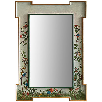 Зеркало в стиле Шинуазри ручная роспись Chinoiserie Garden White Mirror