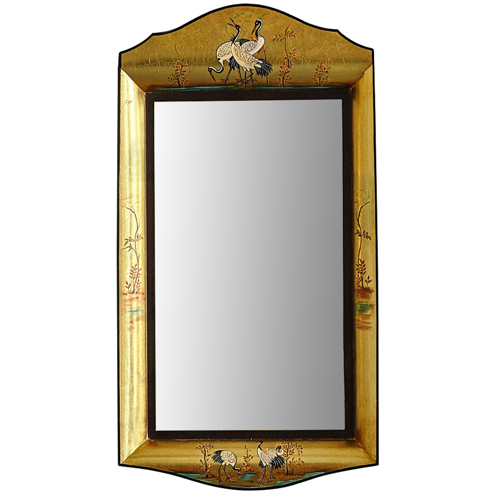 Зеркало в стиле Шинуазри ручная роспись Chinoiserie Golden Birds Mirror