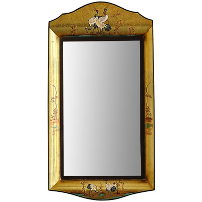 Зеркало в стиле Шинуазри ручная роспись Chinoiserie Golden Birds Mirror