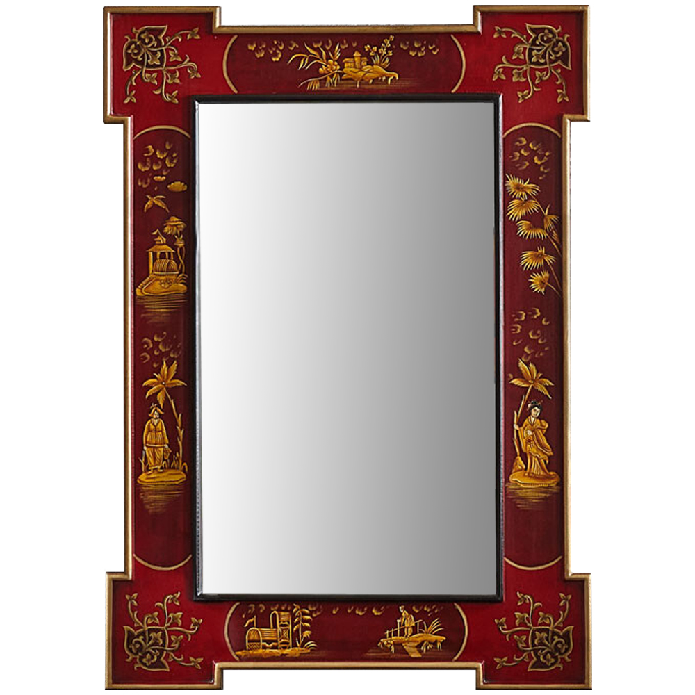 Зеркало в стиле Шинуазри ручная роспись Chinoiserie Mirror Red