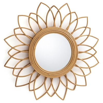 Зеркало из ротанга в форме цветка WICKER MIRROR 65
