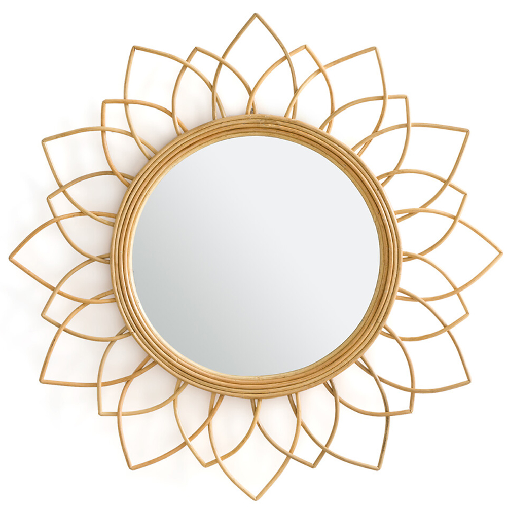 Зеркало из ротанга в форме цветка WICKER MIRROR 90