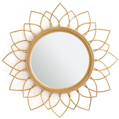 Зеркало из ротанга в форме цветка WICKER MIRROR 90