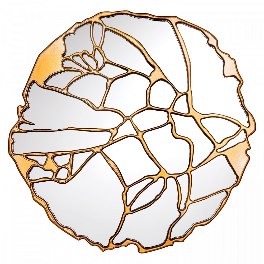 Зеркало кругле в декоративной раме золотого цвета Golden Ratio