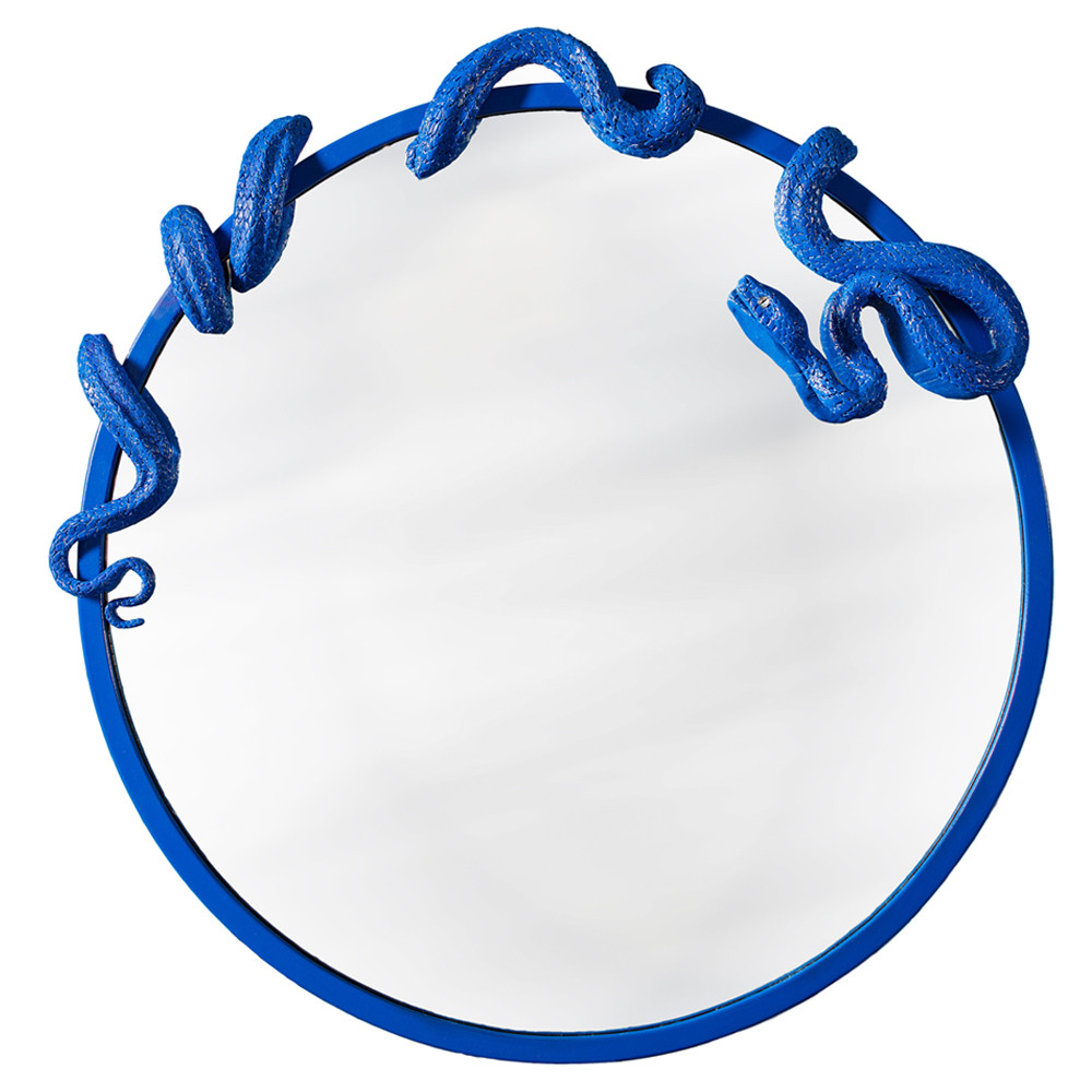 Зеркало круглое в синей раме в виде змеи Temptation