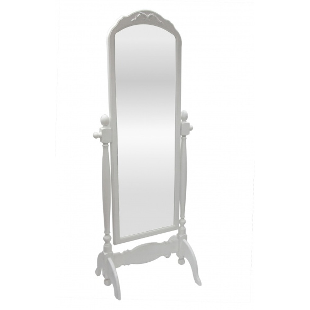 Зеркало напольное белое из массива бука с легкими потертостями White Provence