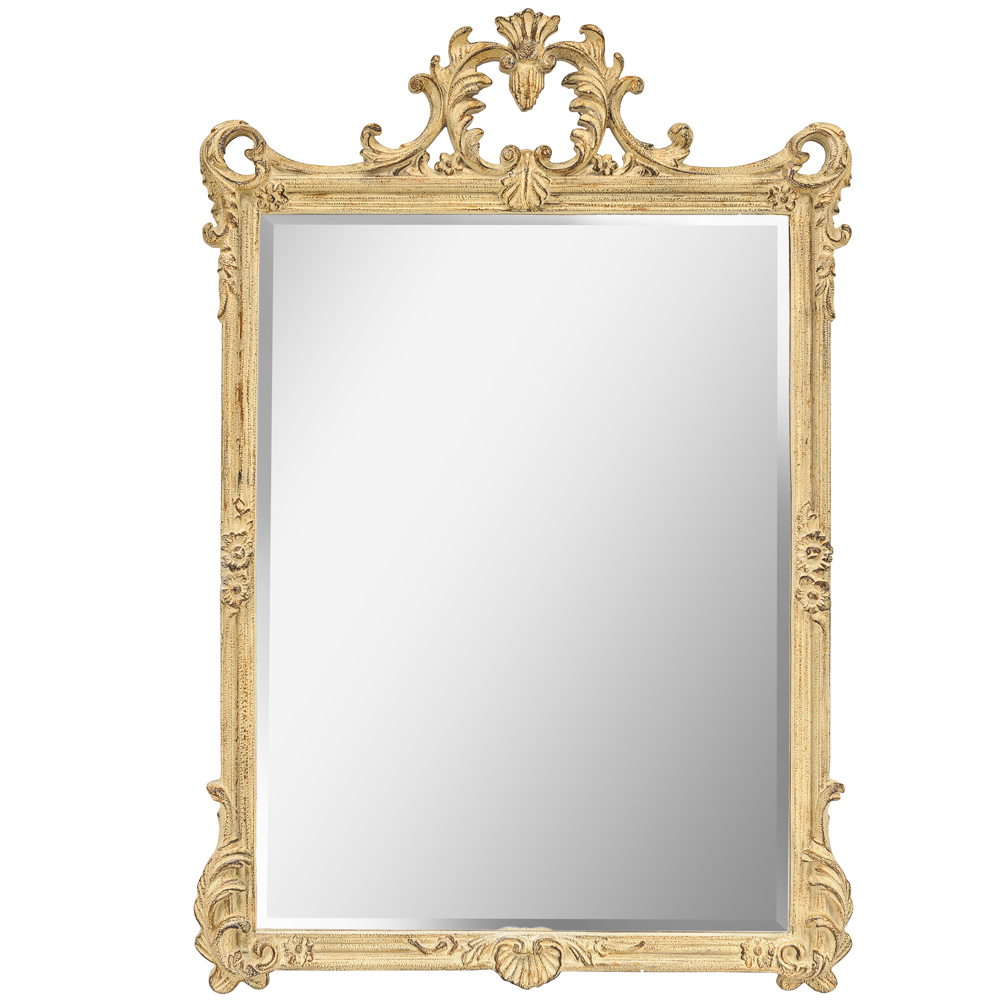 Зеркало настенное в раме бежевого цвета с эффектом старины Classic Ornament Mirror