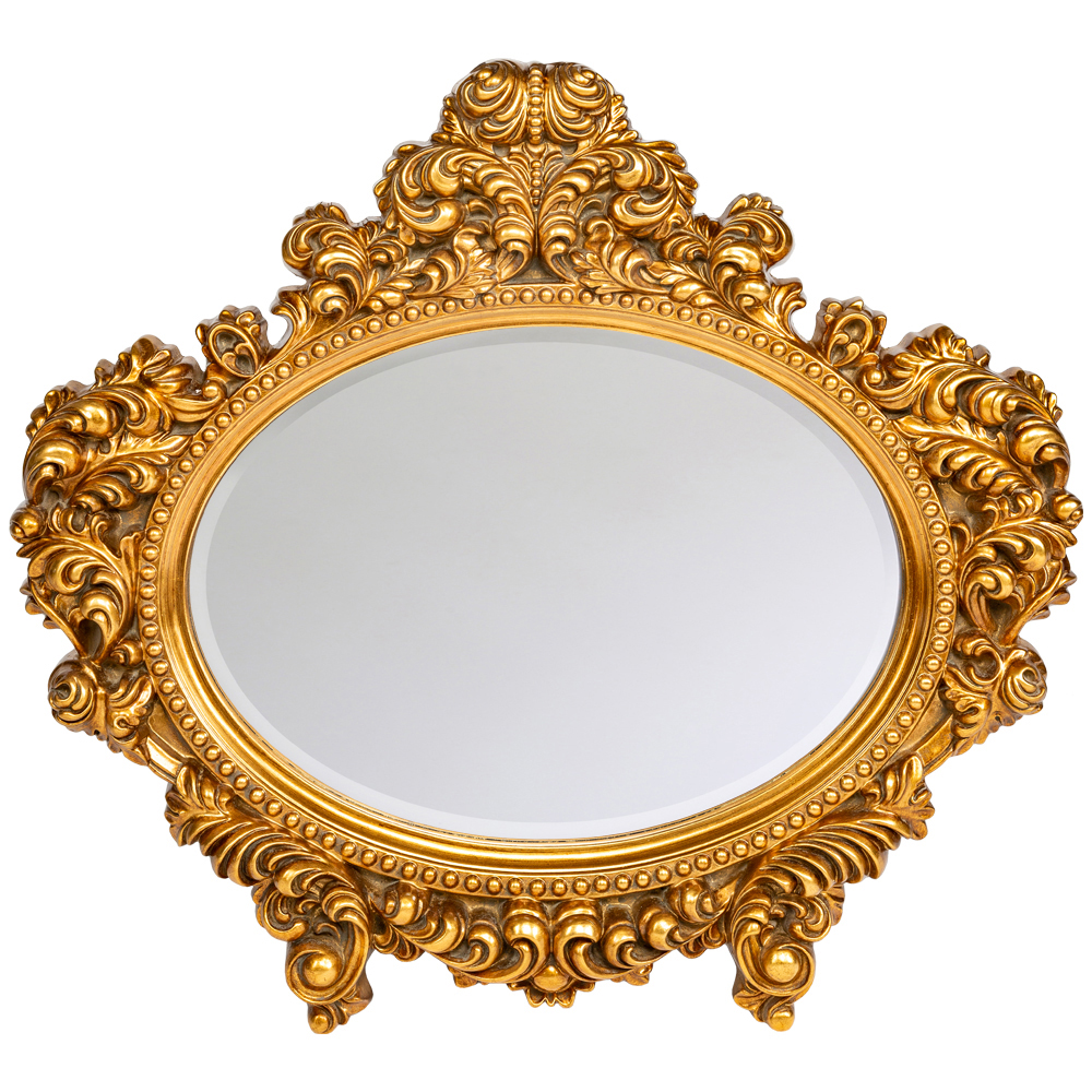 Зеркало настенное золотое с ажурным резным орнаментом Classic Ornament Mirror
