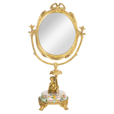 Зеркало Настольное Eden Garden Бронзовое с бирюзовым фарфором