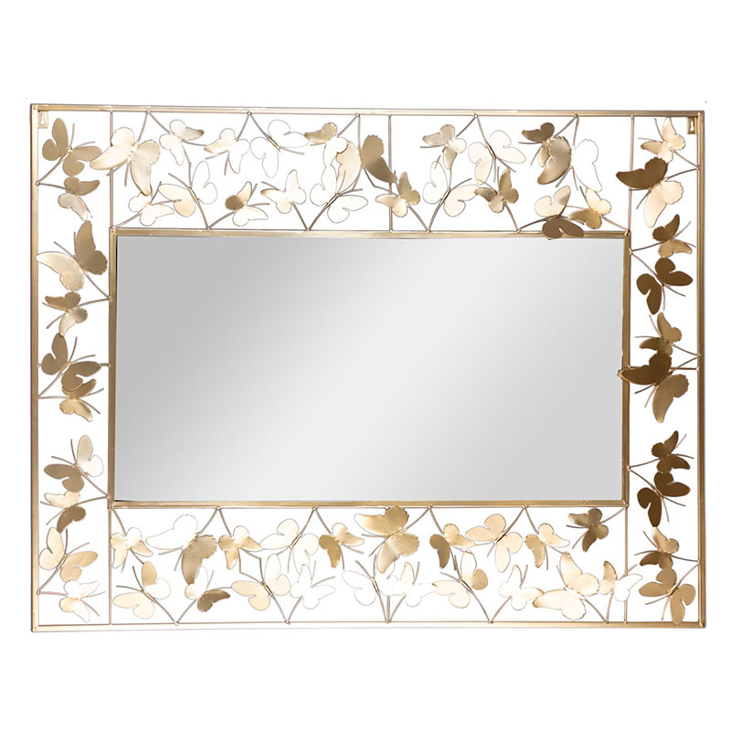 Зеркало прямоугольное металлическая рамка Golden Butterflies