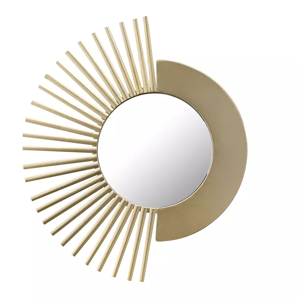 Зеркало-солнце круглое с золотистыми лучами SunMoon