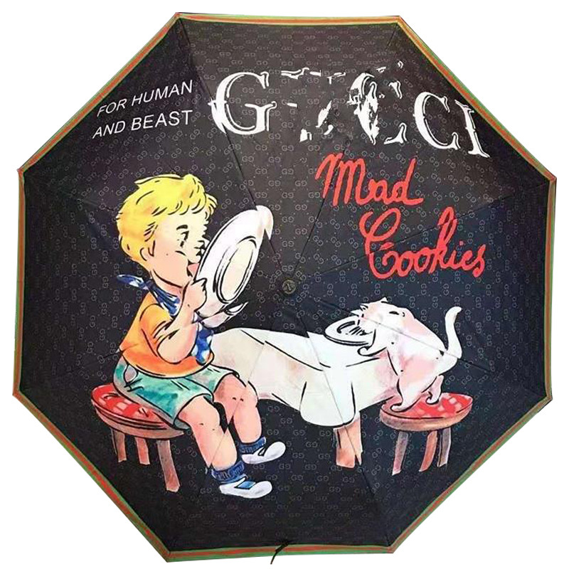 Зонт раскладной GUCCI дизайн 018 Черный цвет