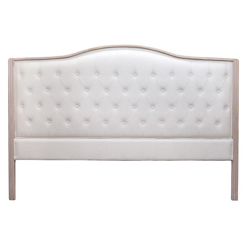 Изголовье кровати бежевое с мягкой обивкой из рогожки и льна Agatha Headboard