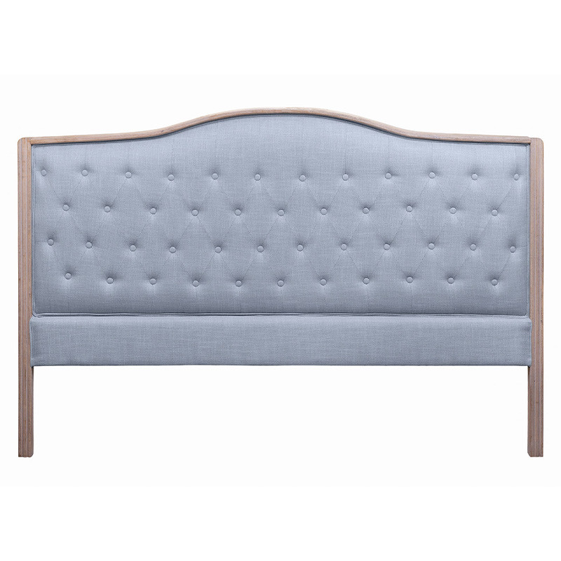 Изголовье кровати серое с мягкой обивкой из рогожки Agatha Headboard