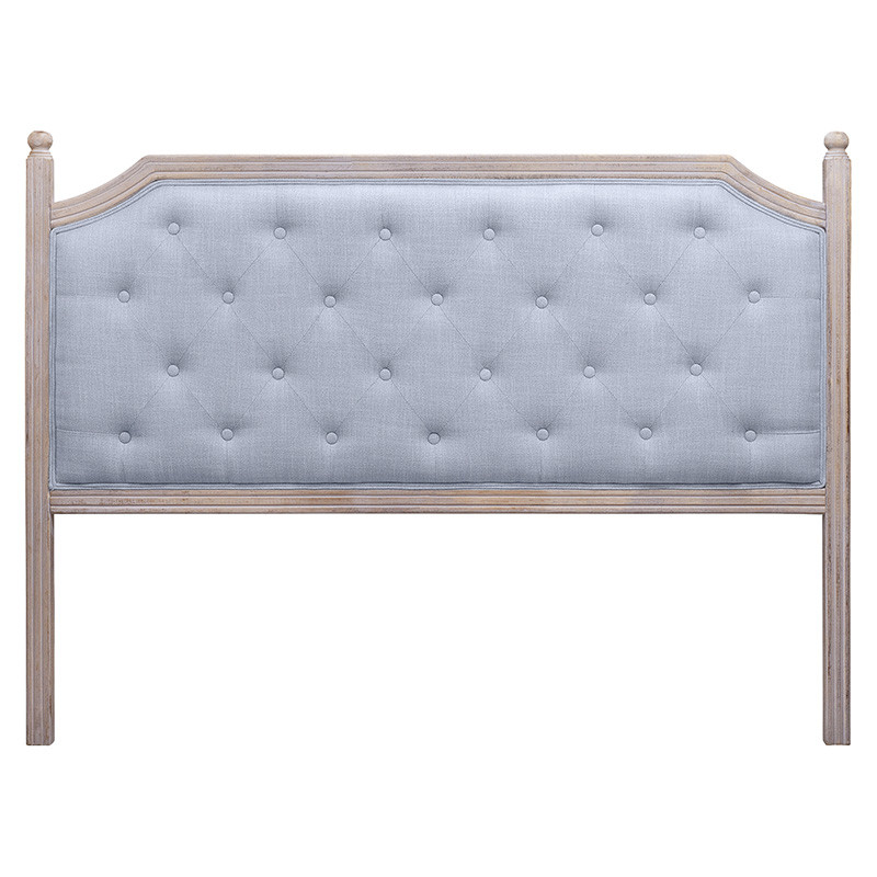Изголовье кровати серое с мягкой обивкой из рогожки Emma Headboard