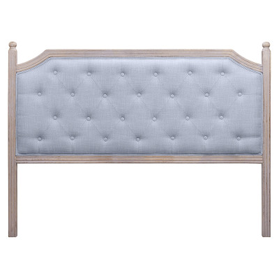 Изголовье кровати серое с мягкой обивкой из рогожки Emma Headboard