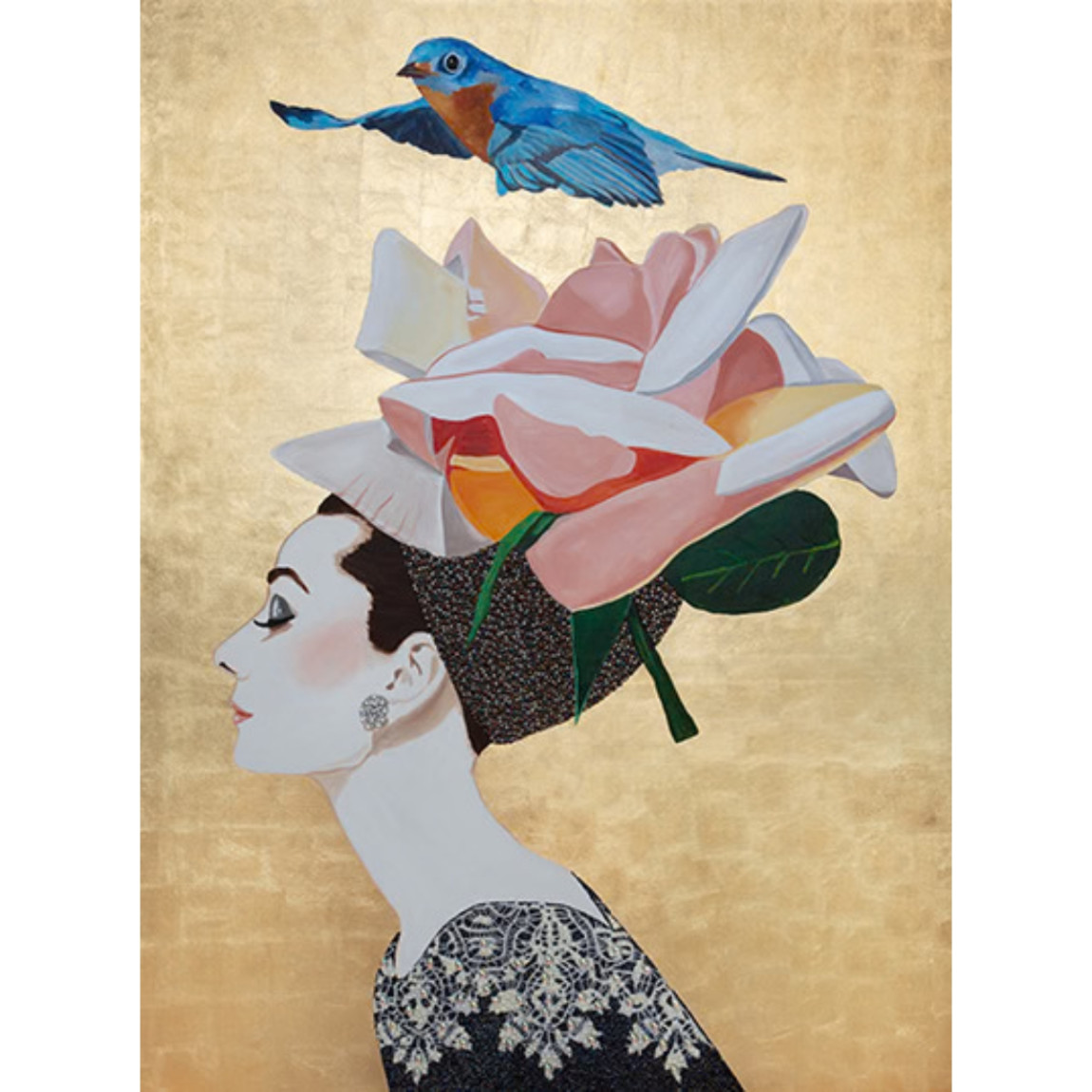 Картина Audrey With Pearl Embellished Dress on Gold Leaf