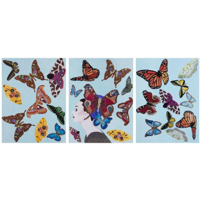 Картина Audrey with Swarming Butterflies Triptych