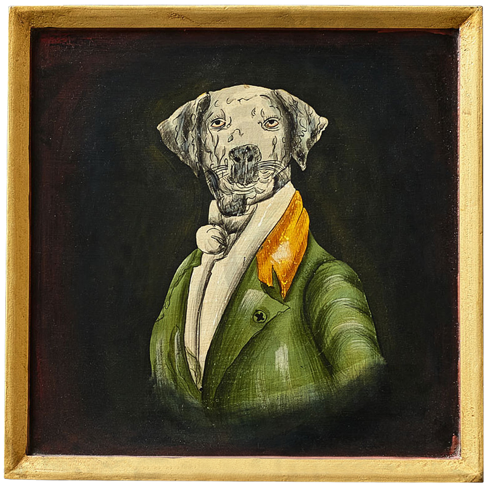 Картина в квадратной раме Chinoiserie Grey Dog Portrait