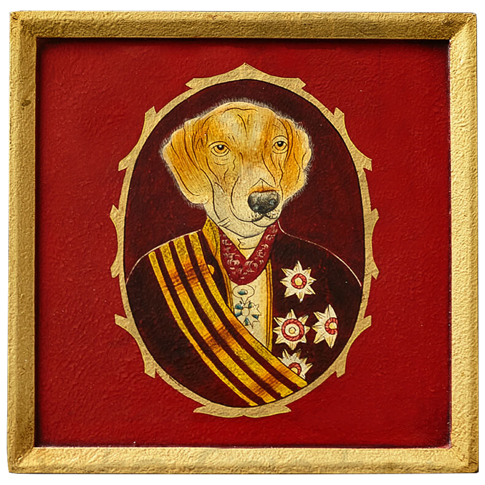 Картина в квадратной раме Chinoiserie Labrador Dog Red Portrait