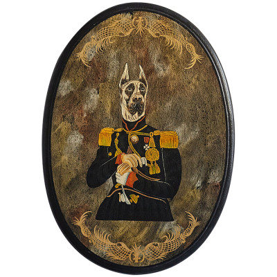 Картина в овальной раме Chinoiserie Great Dane Dog Portrait