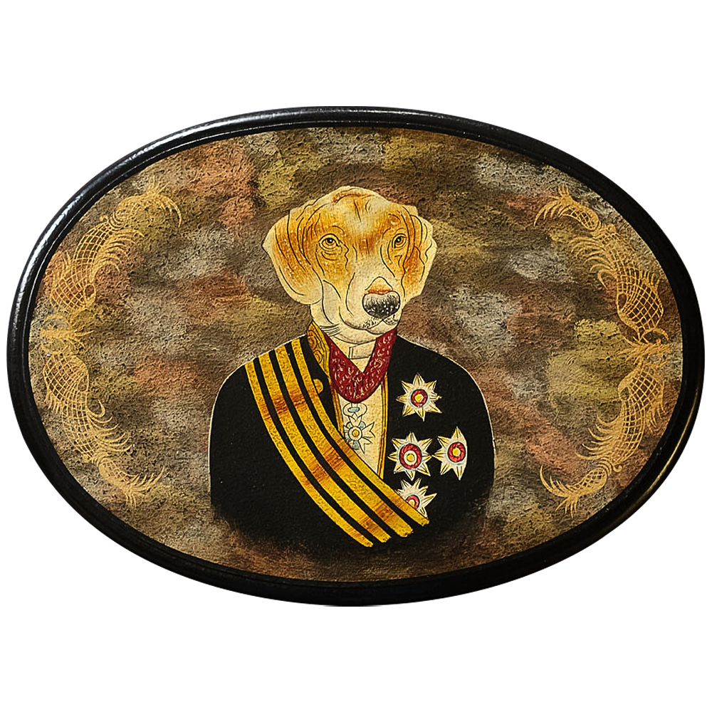 Картина в овальной раме Chinoiserie Labrador Dog Portrait