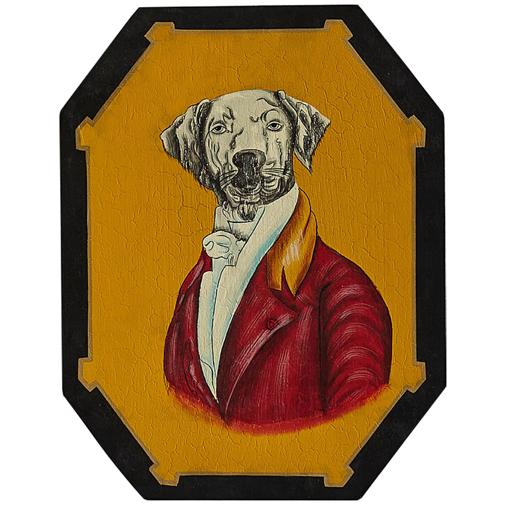 Картина в раме Chinoiserie Grey Dog Yellow Portrait