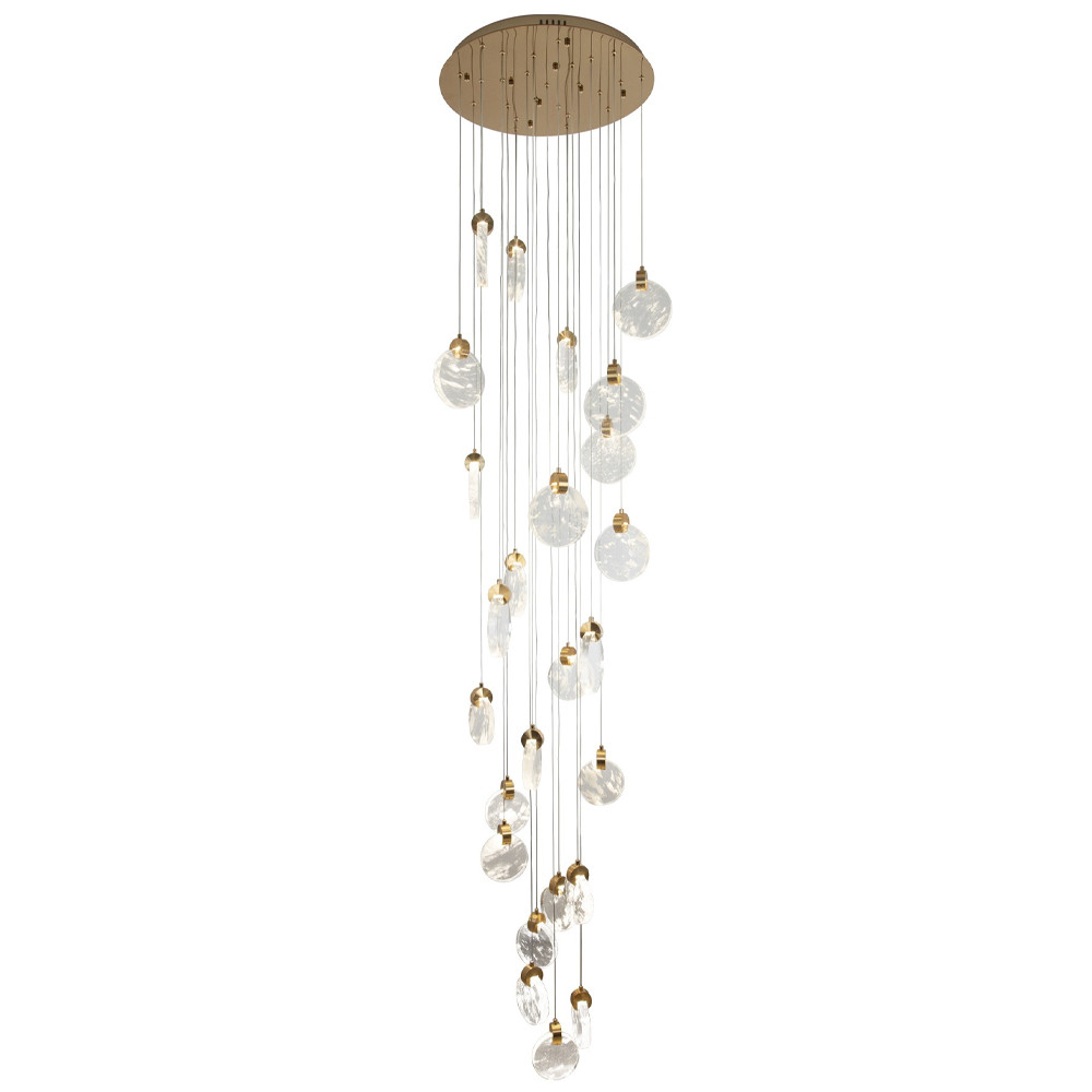 Каскадная люстра с плафонами в виде круглых пластин из хрусталя Esme Round Plates Chandelier 25