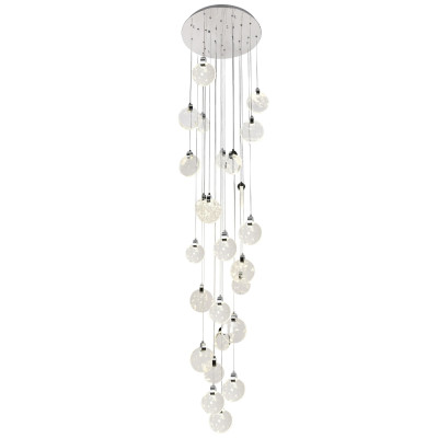 Каскадная люстра с плафонами в виде круглых пластин из хрусталя Esme Round Plates Chrome Chandelier 25
