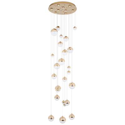 Каскадная люстра с плафонами в виде хрустальных сфер Esme Sphere Crystal Brass Cascade Chandelier 25