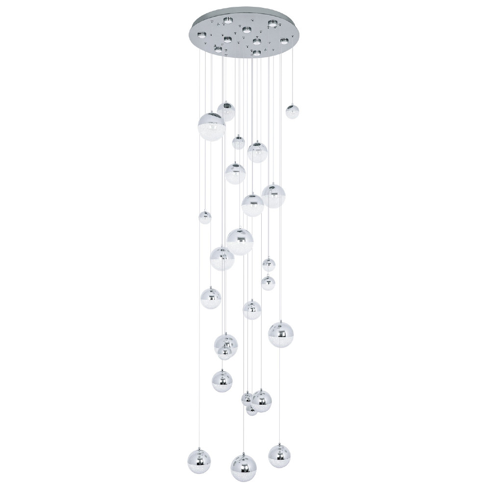 Каскадная люстра с плафонами в виде хрустальных сфер Esme Sphere Crystal Chrome Cascade Chandelier 25